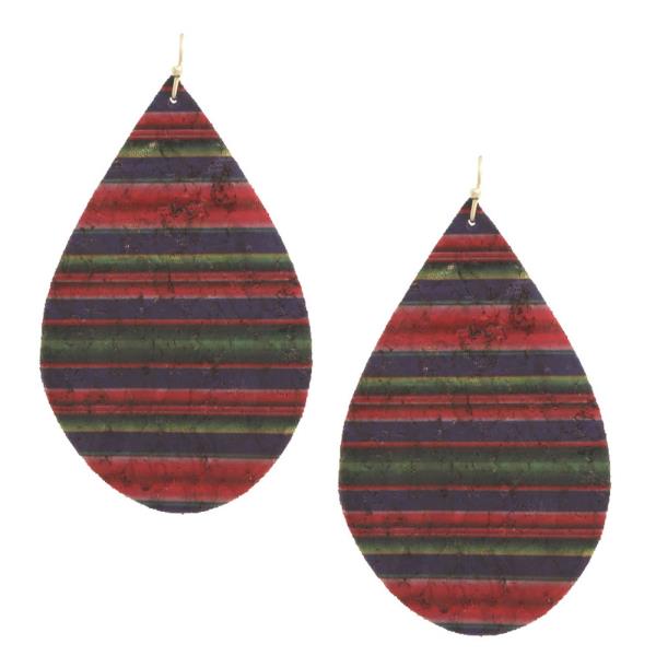 Cork Line Pattern Teardrop Dangle Earring