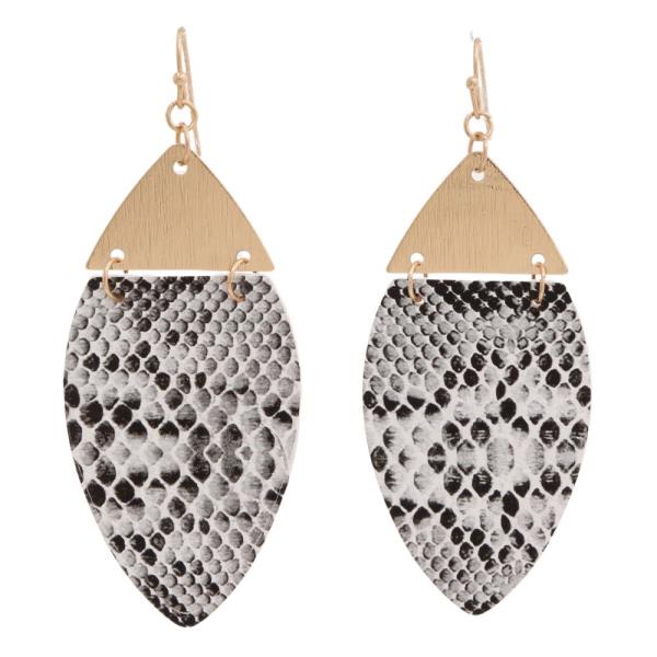 Snake Print Triangle Drop Earrings