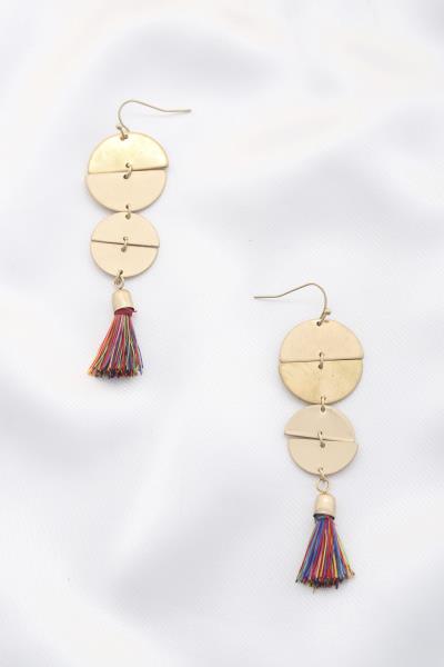 Round Metal Tassel Dangle Earring