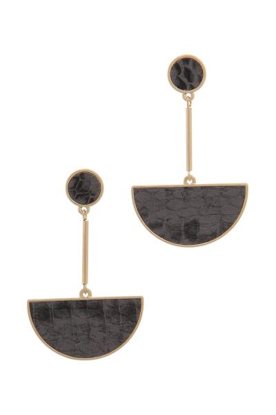 Half Circle Animal Print Pattern Drop Earring