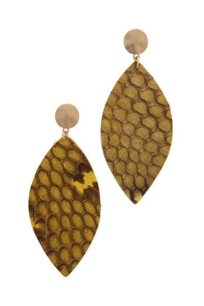 Genuine Leather Animal Print Post Drop Earring