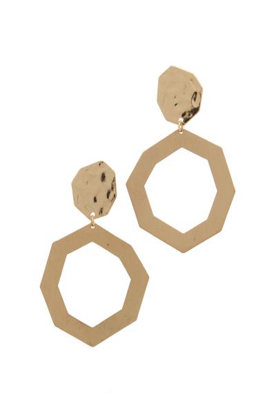 Hammered Organic Shape Post Drop Earring