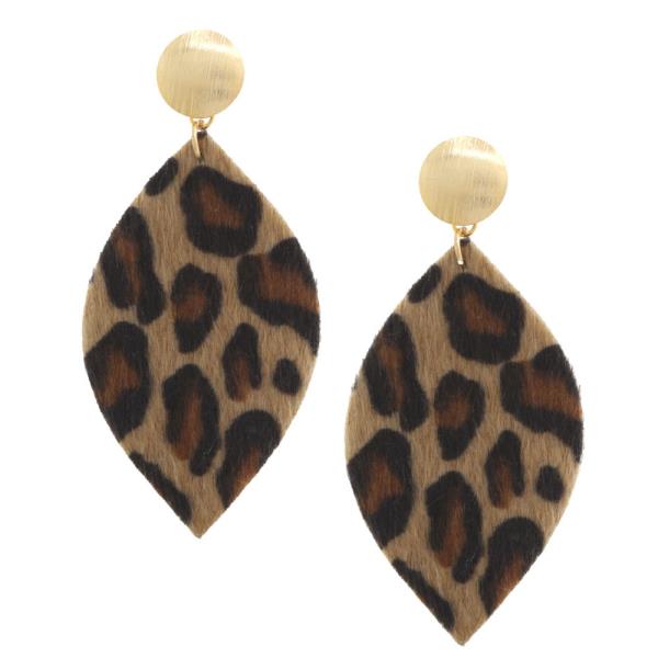 Faux Leather Animal Print Earring