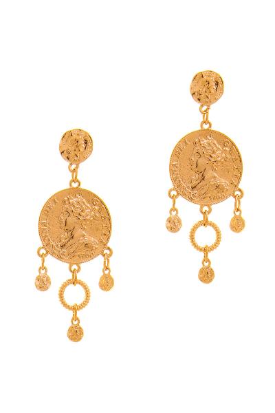Ancient Coin Design Circle Post Drop Earring