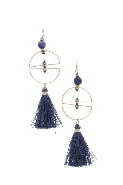 Cut Out Geometric Tassel Drop Earring