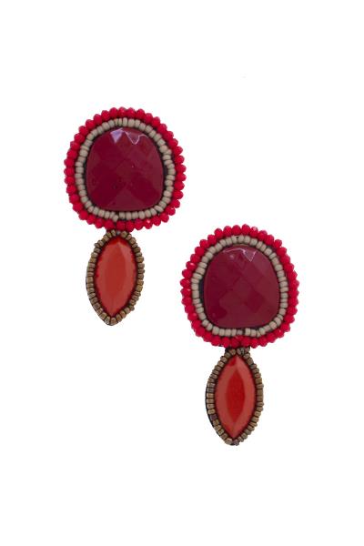Round Marquise Seed Bead Edge Earring