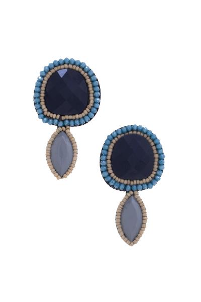 Round Marquise Seed Bead Edge Earring