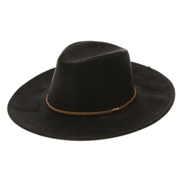 VEGAN SUEDE PANAMA HAT WITH BRAID