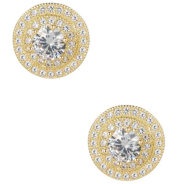 Cubic Zirconia Double Round Frame Earring