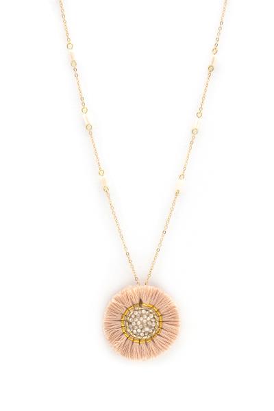 TASSEL EDGE ROUND BEADED PENDANT NECKLACE