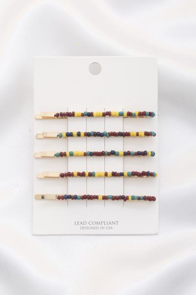 SEED BEAD METAL HAIR PIN SET