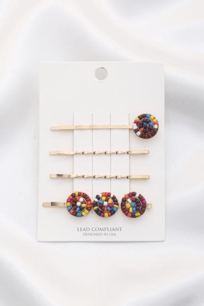 BEADED METAL HAIR PIN SET