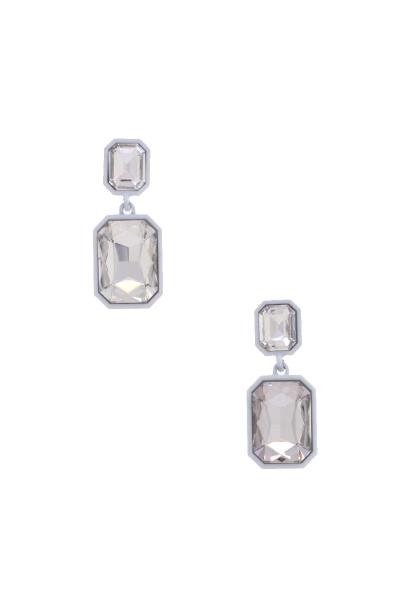 Double Square Crystal Drop Earring