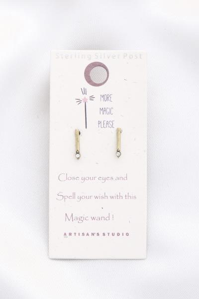 Dainty Metal Bar Crystal Stud Earring