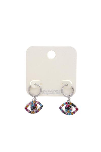 Rhinestone Evil Eye Huggie Earring