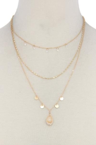 SEASHELL COIN DANLE METAL LAYERED NECKLACE
