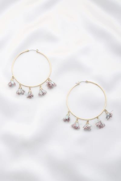 Flower Tassel Hoop Earring