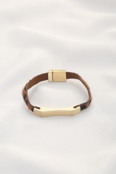Metal Bar Animal Print Magnetic Bracelet