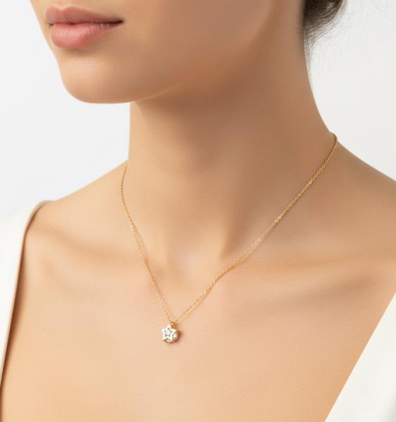 GOLD DIPPED CZ FLOWER PENDANT NECKLACE