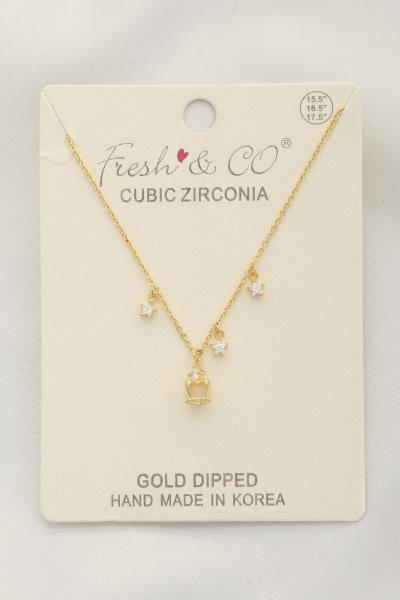 CROWN STAR CRYSTAL GOLD DIPPED NECKLACE