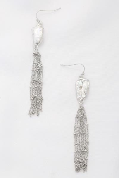 Mother of Pearl Chain Tassel Dangle Earring
