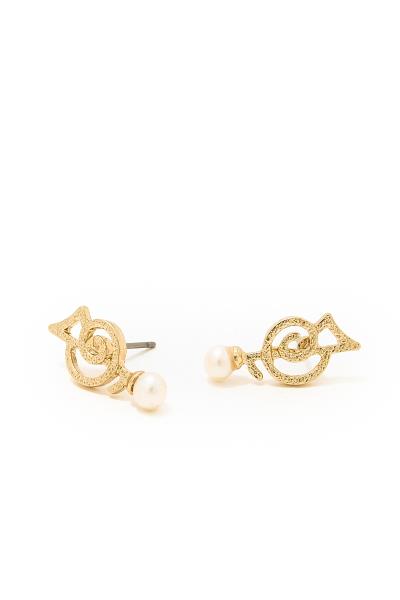 Pearl Cupid Arrow Metal Stud Earring