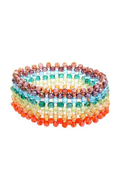 MIXED CLEAR COLORED BEADS BRACELET
