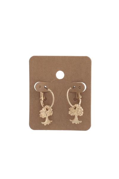 Oak Tree Charm Mini Hoop Earring