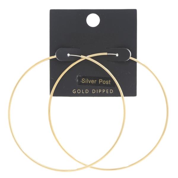 GOLD DIPPED SILVER POST HOOP EARRING