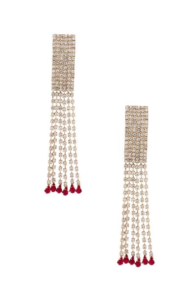 Rhinestone Block Multi Strand Dangle Earring