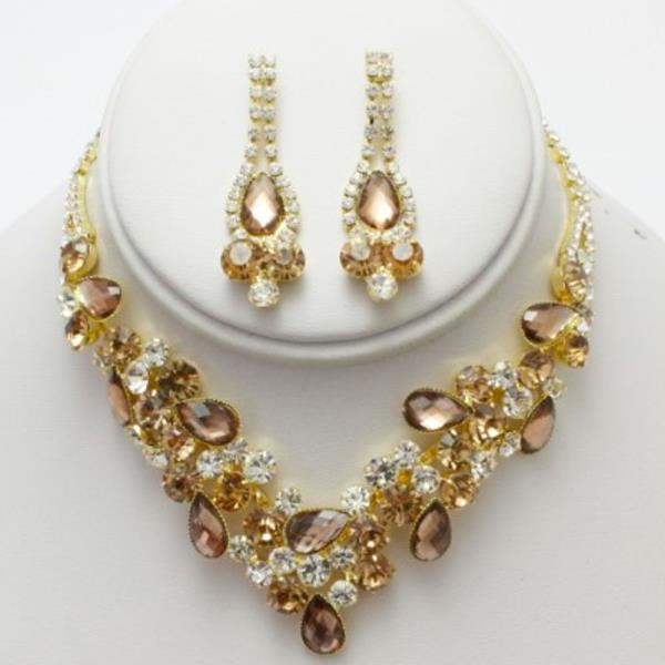 Bridal Crystal Rhinestone Necklace Earring Set