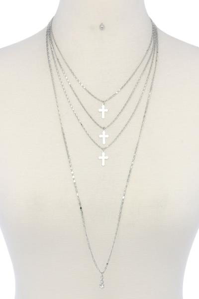CROSS CHARM MULTI LAYERED NECKLACE