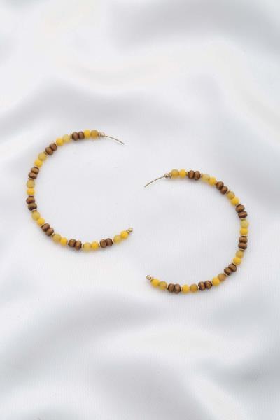 Wood Beaded Open Circle Earring