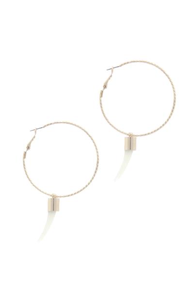 TOOTH CHARM TEXTURED METAL HOOP EARRING