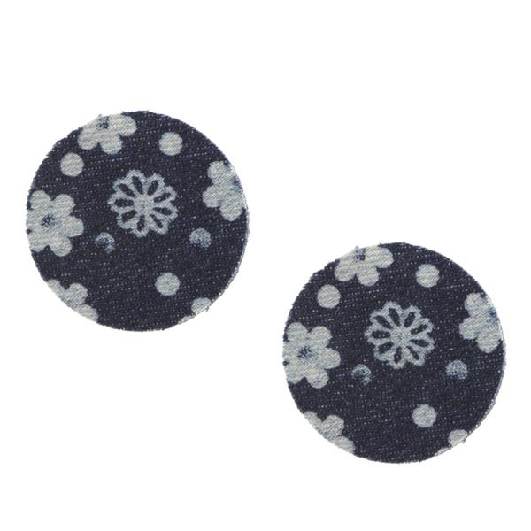 Denim Floral Round Earring
