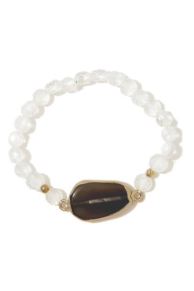 NATURAL STONE BEADED STRETCH BRACELET