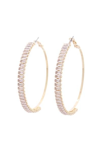 RHINESTONE EDGE HOOP EARRING
