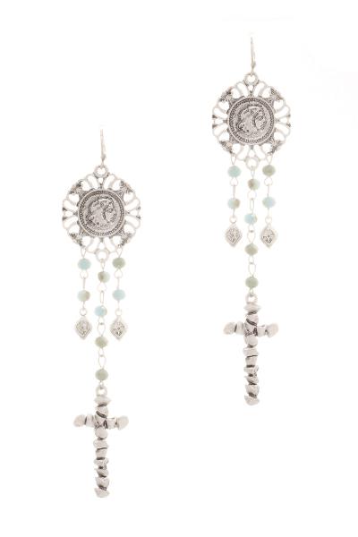 Cross Drop Modern Pattern Metal Hook Earring