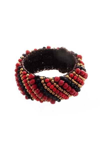 Seed Bead Inside Thread Open Cuff Bracelet