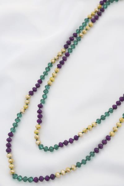 Mardi Gras Beaded Long Necklace