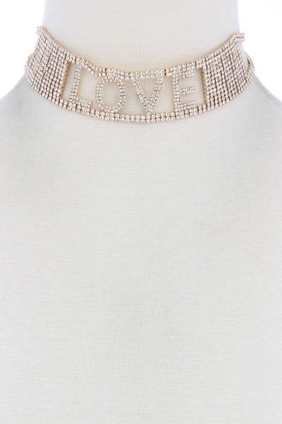 Love Rhinestone Choker Necklace