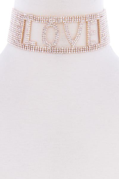 Love Rhinestone Choker Necklace