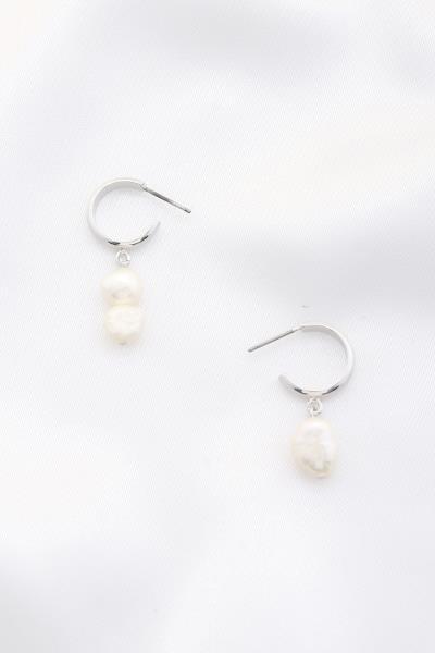 Pearl Bead Open Mini Hoop Earring