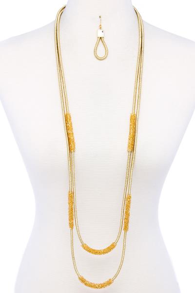 Double Layer Chic Long Necklace and Earring Set