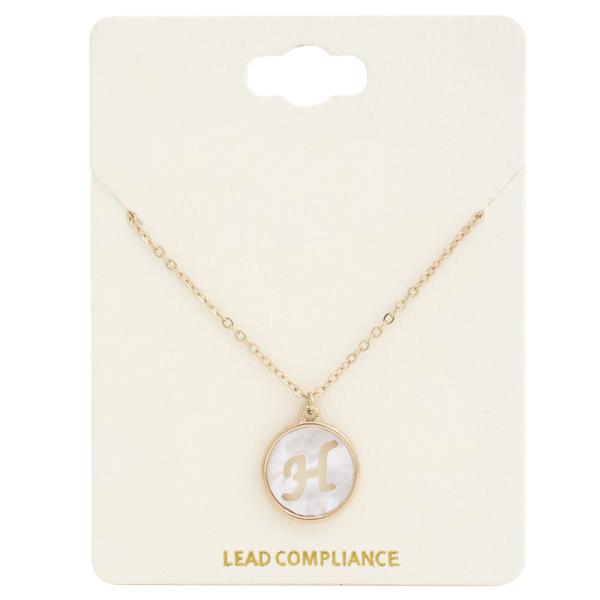 Mother of Pearl Initial Coin Metal Necklace