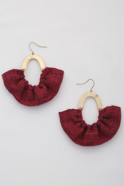 Fabric Fan Tassel Dangle Earring