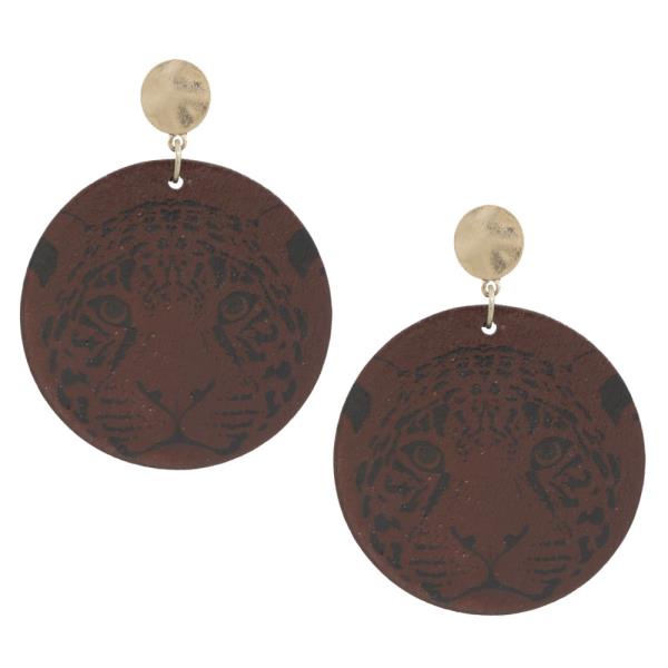 Leopard Print Round Dangle Earring