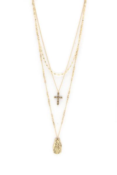 RELIGIOUS CHARMS LAYERED NECKLACE