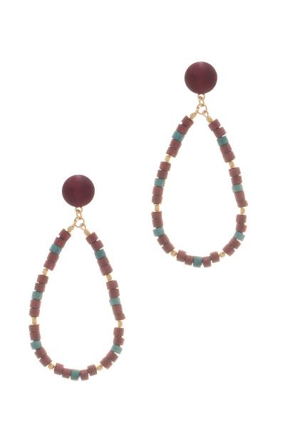 Wood Bead Teardrop Earring