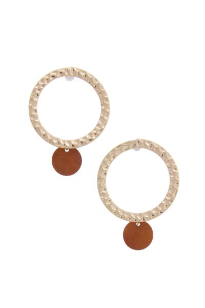 Round Hammered Metal Coin Earring
